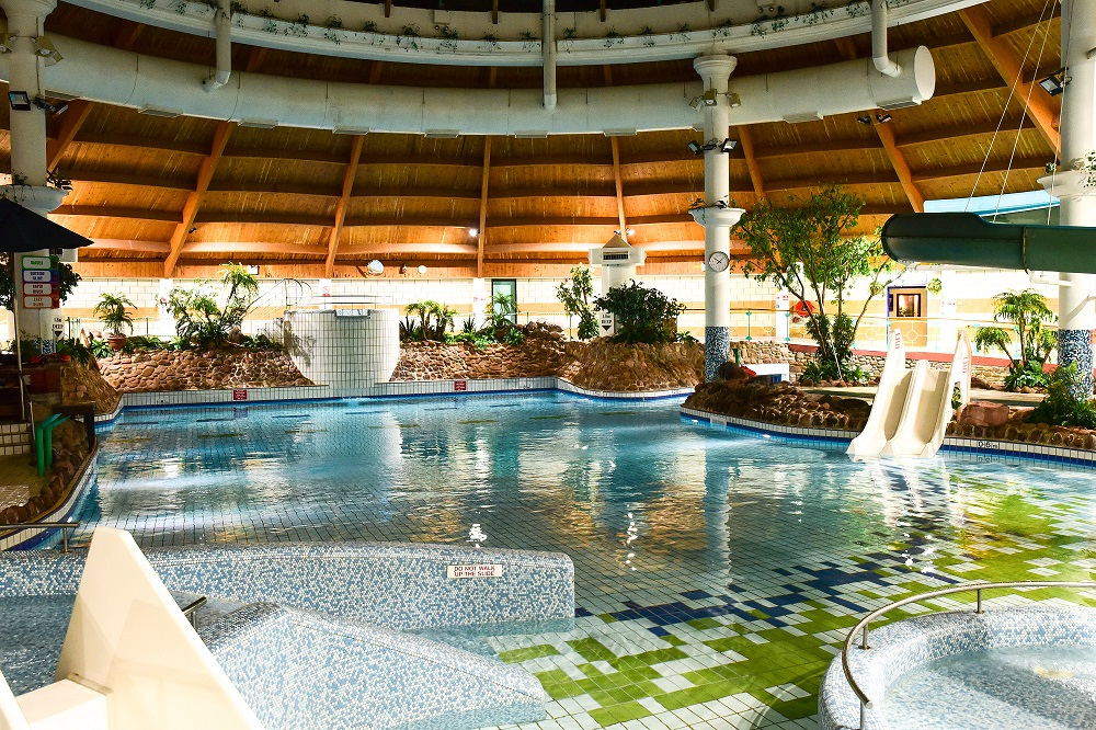 Aqua Dome Main pool area night time 