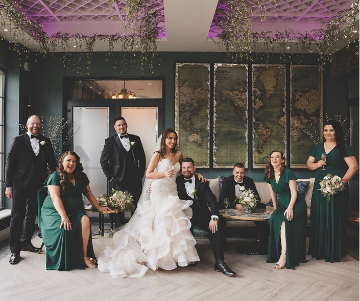 Wedding couple and bridal party in Ros Bui Terrace